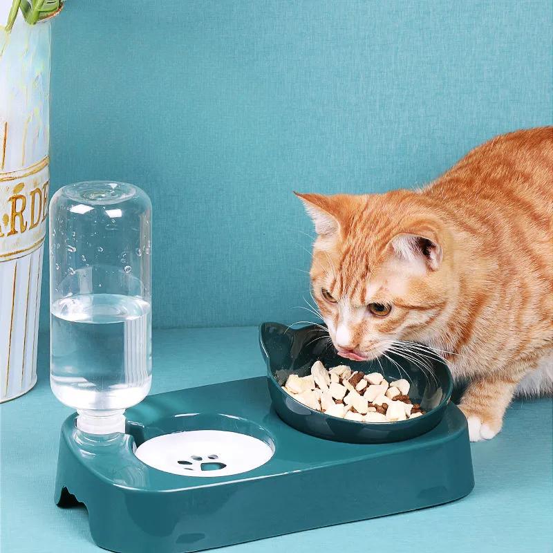 Cat Bowl Double Bowl Protects The Cervical Spine Automatic Drinking Water Anti-overturning Food Bowl Dog Bowl Rice Bowl