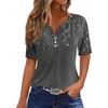 Women's T Shirt Tee Print Button Short Sleeve Daily Weekend Fashion Basic V- Neck Regular Top