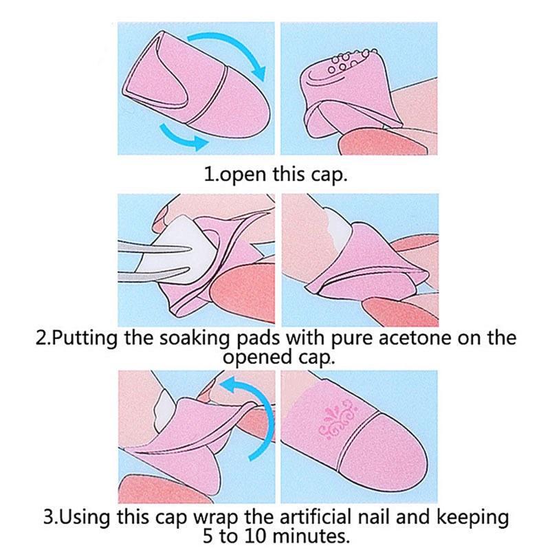 Зажим для лака для ногтей Soak Off Силиконовый колпачок УФ-гель для снятия лака Обертывания Обезжиривающее средство для кончиков пальцев Лак Маникюрный инструмент