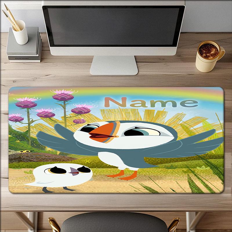 Custom Name Puffin Rock Theme Mouse Pad Non Slip Rubber Base Multifunctional Office Home Decor Perfect For Workspace Personalization