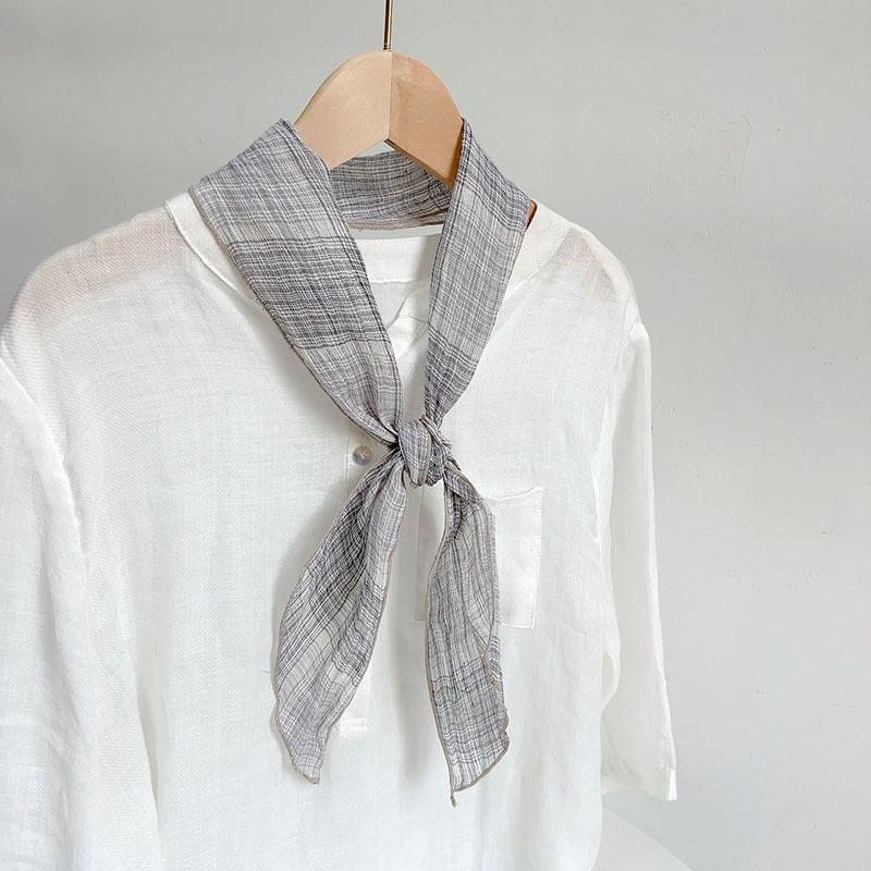 Spring And Summer 100% Linen Thin Neck Scarves Square Scarf Neckerchief Shawls For Ladies