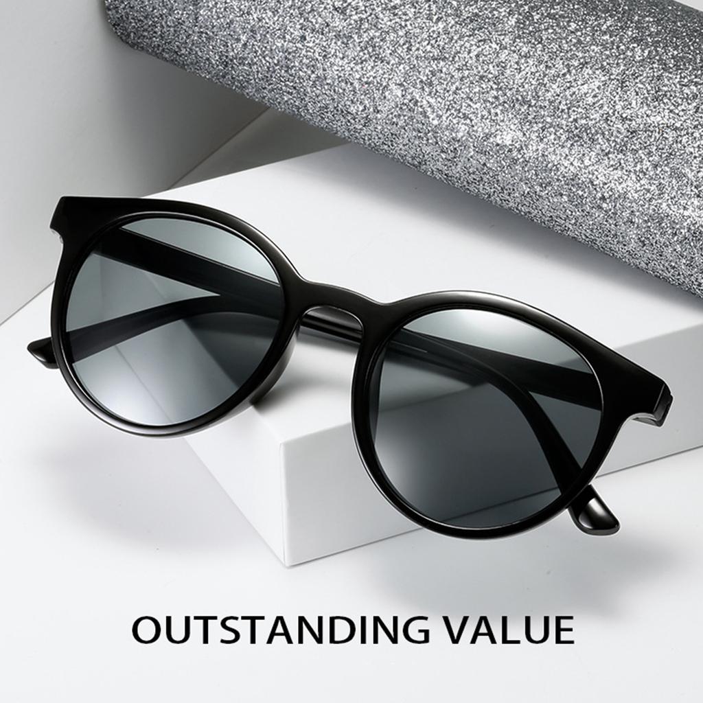 Круглые солнцезащитные очки с блокировкой УФ-лучей, серые линзы, модный стильный дизайн, унисекс, ретро солнцезащитные очки для женщин и мужчин, черная оправа