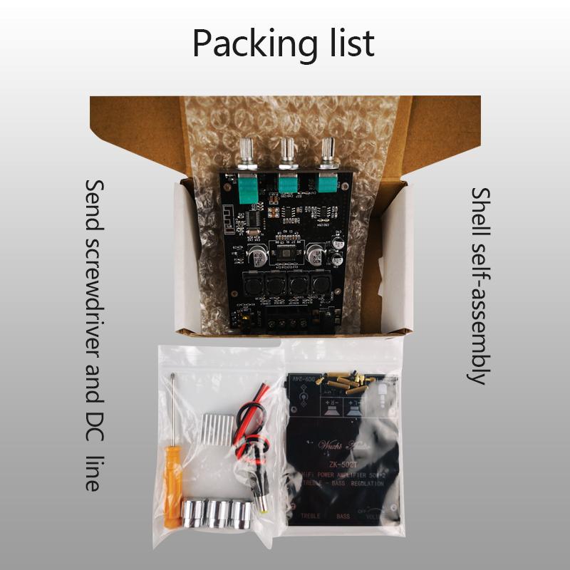 ZK-502T TPA3116D2 Bluetooth 5.0 Amplifier Board 50W×2 2.0 Channel Stereo Audio AMP with Independent Tone Control High Power Bass Amplifier Module