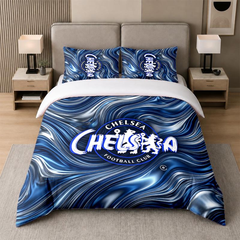 3Pcs Bedding SetChelsea FC Soft Bed Sheet and Two Pillowcases Home Bedroom Decor