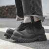 British Retro Round Head Derby Shoes Men's Tooling Leather Shoes Platform Heightening Big Head Shoes Tide 1035-X
