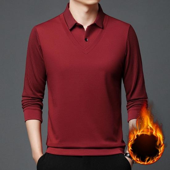 Мужская рубашка осень-зима из двух частей с отложным воротником и плюшевой подкладкой, официальная рубашка в деловом стиле для мужчин среднего возраста, офисная рабочая одежда для отцов