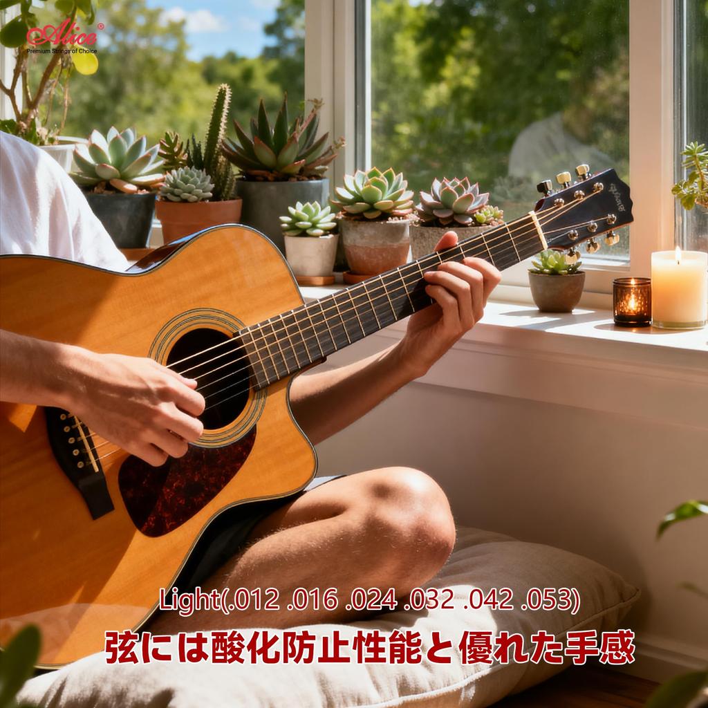 Alice Струны для акустической гитары Премиум Исполнение Легкие струны, Бронза 80/20, Струны, .012-.053, AWR480-L