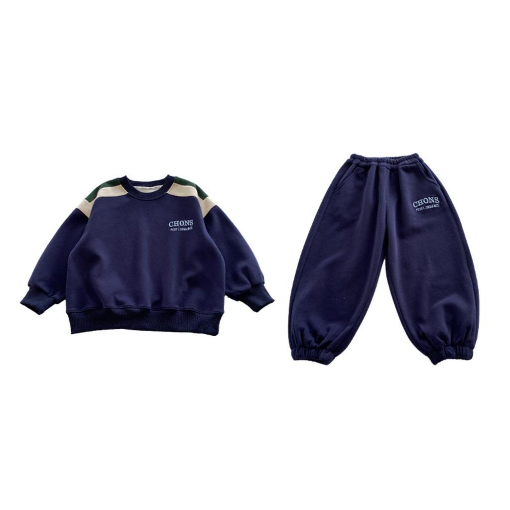 Мальчиковый осенний наряд, Детская одежда, Новый стиль, Детская осенняя толстовка в западном стиле, Комплект из двух предметов, Мальчиковая весенне-осенняя одежда