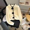 Women's New White Sweater for Autumn and Winter Small Thickened Knitted Cardigan Jacket Lazy Style