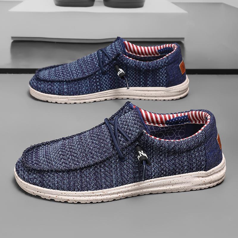 Большого размера новая мужская повседневная обувь на четыре сезона лоферы парусиновые туфли удобная мужская обувь