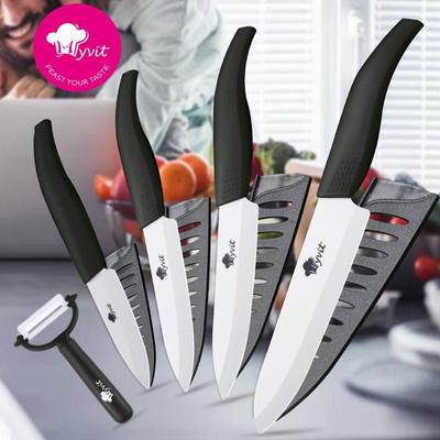 Керамические ножи Кухонные ножи 3, 4, 5, 6 дюймов, нож шеф-повара, набор для приготовления пищи + нож для очистки овощей, лезвие из белого циркония