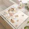 1Pcs Flower Rubber Drying Mat For Coffee Shop Kitchen Carpet Tableware Durable Diatom Mud Table Mat Pet Coffeeware Mat