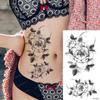 Waterproof DIY Fake Tattoo Black Flowers Temporary Tattoo Body Art Stickers for Body Arm Leg