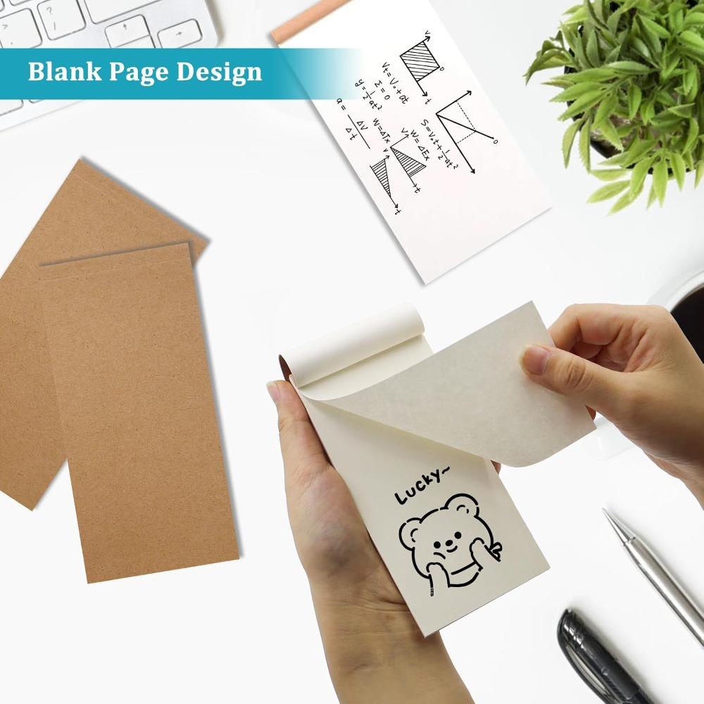 10 Pieces Flip Book Blank 14 x 7 cm Mini Kraft Sketchbook Small Pocket Drawing Paper 100 Pages Small Note Books Sewn Binding for Cartoon Memos Animati