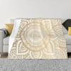 Gold Mandala Pattern Illustration With White Shimmer Throw Blanket Polar Decorative Blankets#