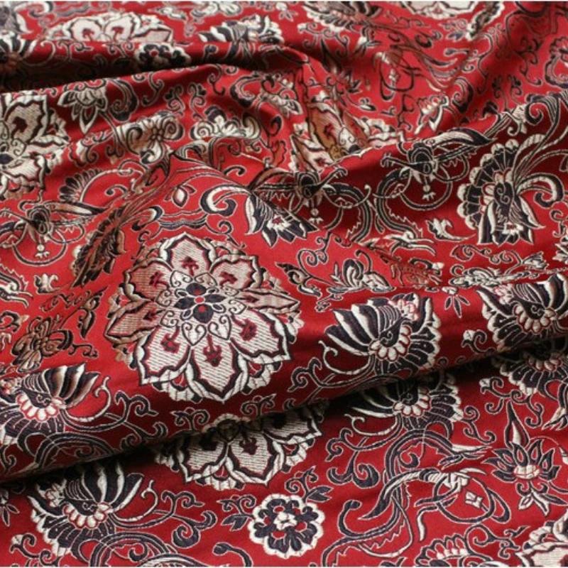 75x100cm Jacquard Floral Style Damask Silk Satin Brocade Fabric Costume Upholstery Furniture Curtain Clothing Material