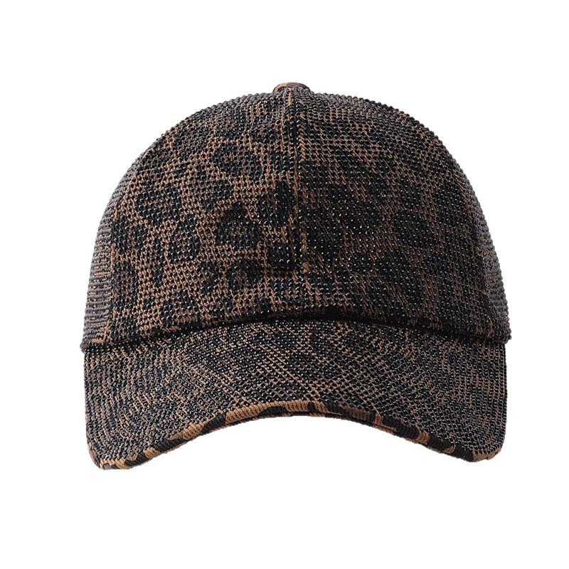 Fashion Heavy Industry rhinestone autumn and winter new baseball cap European and American fashion light luxury leopard print full diamond cap