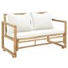 2-seater Garden Sofa In Bamboo with Cushions - VIDAXL