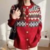 Navava Long Sleeve Knit Cardigan Jacquard Pattern Nk3222