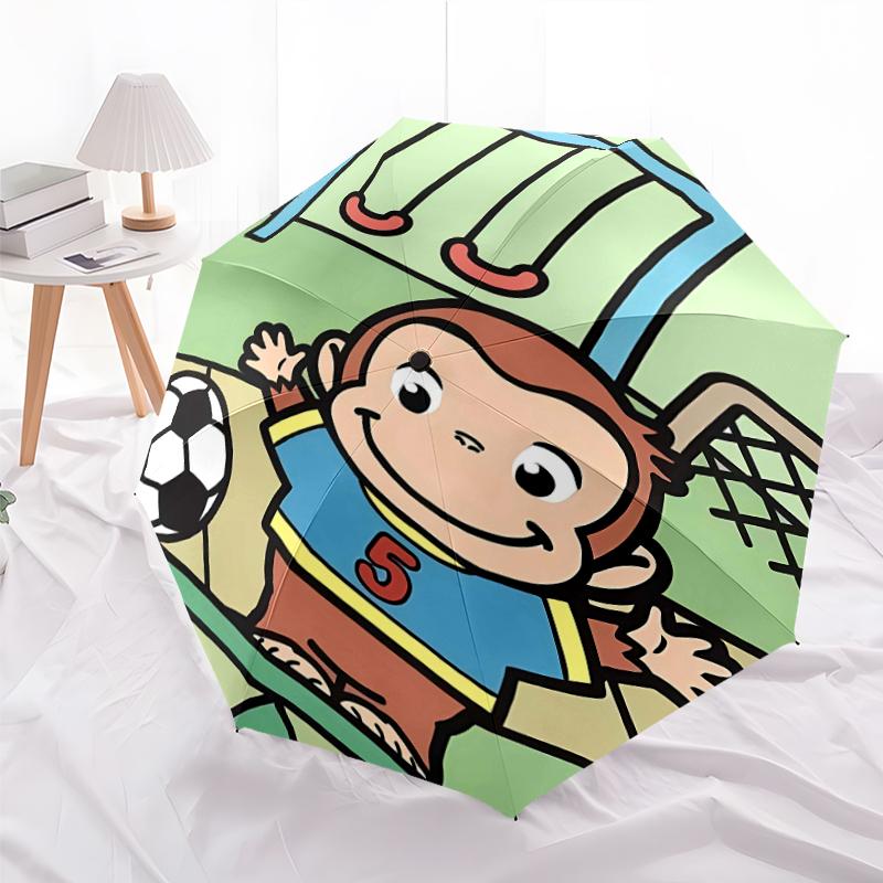 1pc Curious George (8) Umbrella, Sun Protection, And UV Shielding. It Has Eight Sturdy Ribs for Outdoor Use And Perfect Gift