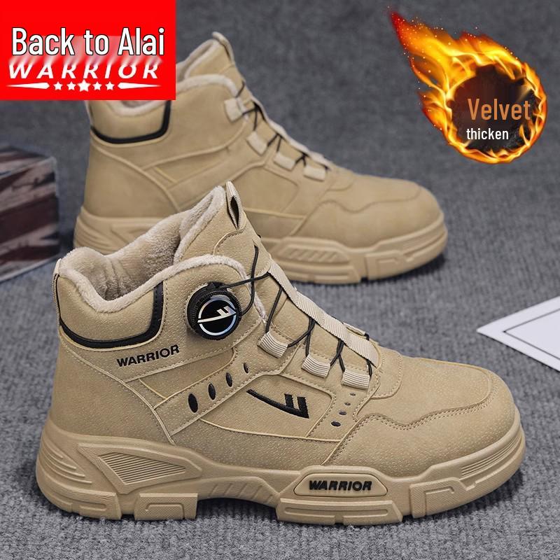 Men's Winter Leather and Fur Martin Boots - Warm, Thick, Velvet-Lined Snow and Workwear Boots for Labor Protection