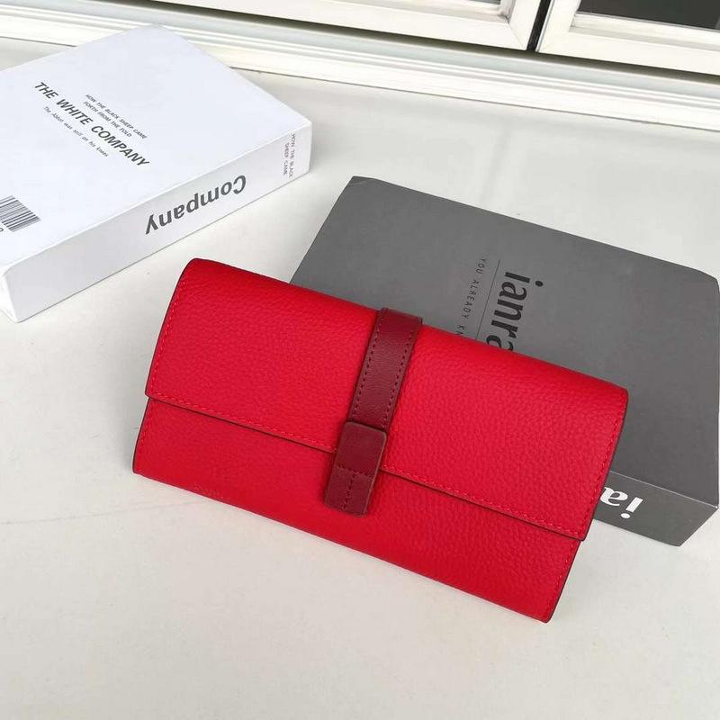 Новый женский кошелек из натуральной кожи, верхний слой из коровьей кожи с узором личи, длинная сумка с тремя отделениями, контрастного цвета
