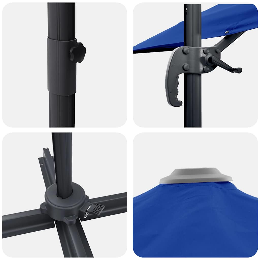 Roma Cantilever Umbrella Blue 286 x 284 x 265 cm Aluminium and Polyester