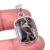 Natural Black Copper Turquoise 925 Solid Sterling Silver Gift Pendant 1.50" R4g60