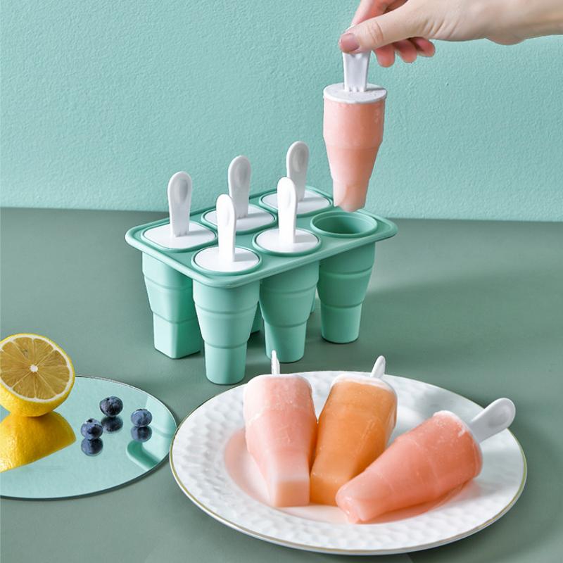 Разноцветная складная силиконовая форма для мороженого на 6/8 ячеек, набор для изготовления коробок для мороженого, шоколадных конфет, желе, мыла и свечей