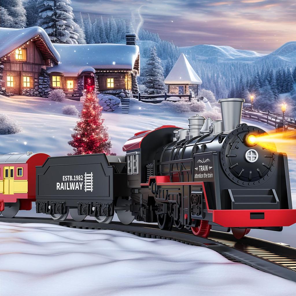 1 комплект электрической железной дороги со звуком, ретро-симуляция, модель железнодорожного вагона, детские железнодорожные игрушки, детский рождественский подарок