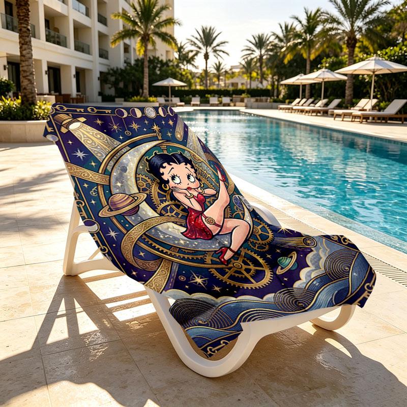 Betty Boop Print Beach Towel Design, Soft, Lightweight. for Home Bathroom, Spa, Pool, Yoga, Surfing, Camping, Gift for Family, Friend