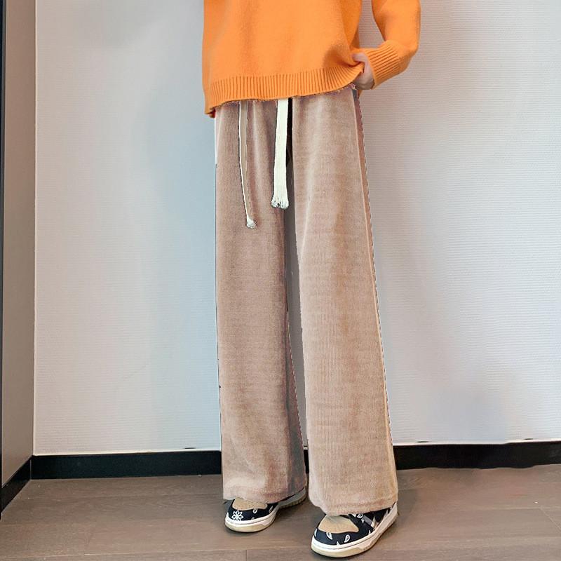 Cotton Corduroy Wideleg Pants For Women Autumn Winter With High Waist And Loose Fit