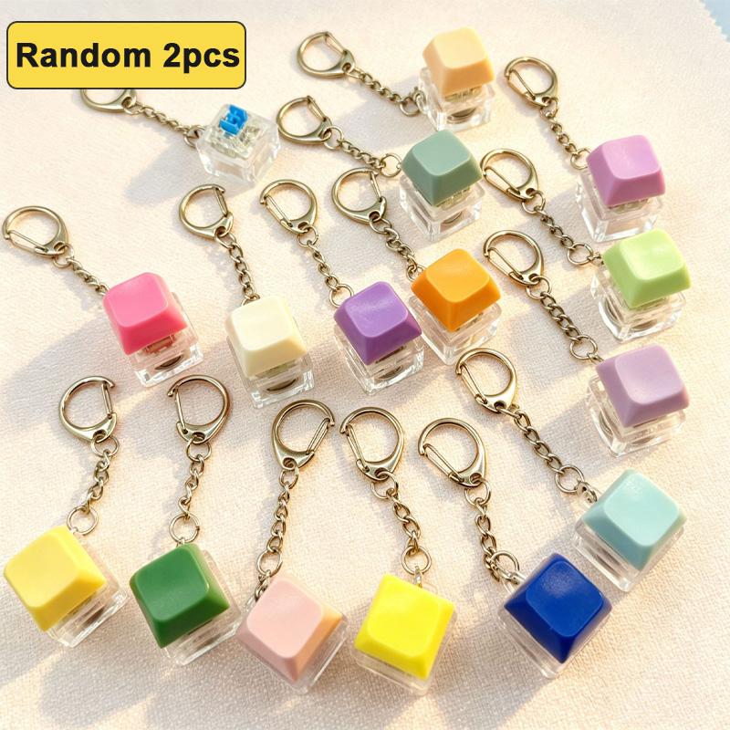 Keyboard Key Chain Fidget Toy Diy Stress Relief Button Finger Clicker Toys Small Gifts Keychains