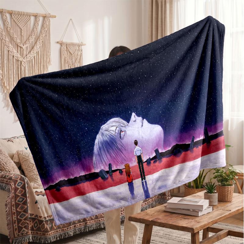 Warm Flannel BlanketNeon Genesis Evangelion Soft Cozy Throw Blanket for Bedroom Couch