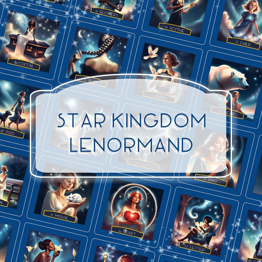Limited Star Kingdom Lenormand Lenormand Set Drawstring 63x63mm Black Cardstock [Officially Imported, Quantity] Cards, 36-Piece [Includes Pouch]