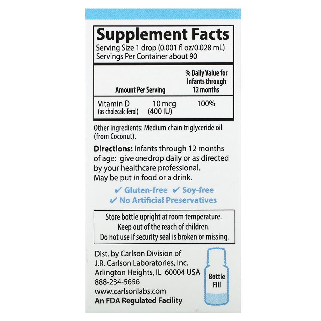 Baby'S Super Daily® D3, 10Mcg (400Iu), 2.54Ml (0.086Fl Oz)