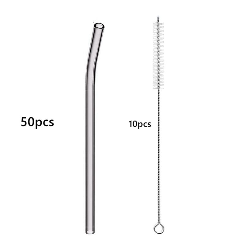 50 шт. разноцветных многоразовых стеклянных трубочек длиной 20 см. Экологичные трубочки для смузи, трубочки для коктейлей, принадлежности для напитков, барная посуда