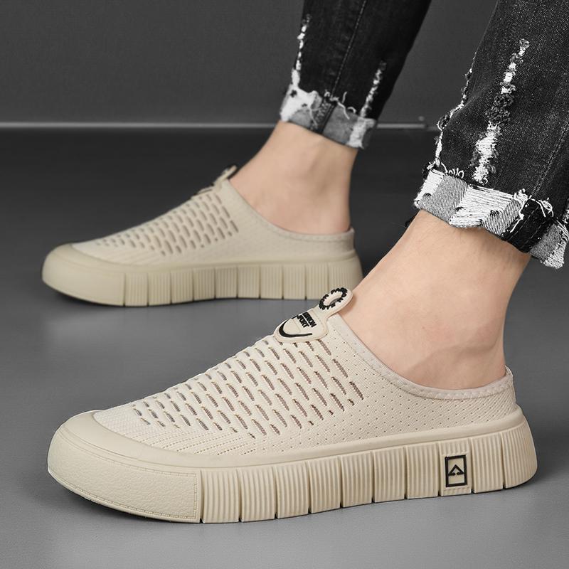 Сандалии без застежек с открытой пяткой для мужчин и женщин - летние сланцы из дышащей сетки с плоской подошвой, легкая повседневная одежда для отдыха на открытом воздухе