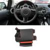 Для Mazda 2 2007 2008 2009 2010 2011 2012 Черно-красная строчка с красной полосой Ручная оплетка на чехол рулевого колеса автомобиля Кожаная отделка