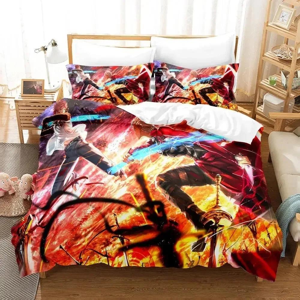 3D Print Anime FateStay Night Unlimited Blade Works Bedding Set Cartoon Anime Three-piece Set Adult Kid Bedroom Duvetcover Sets