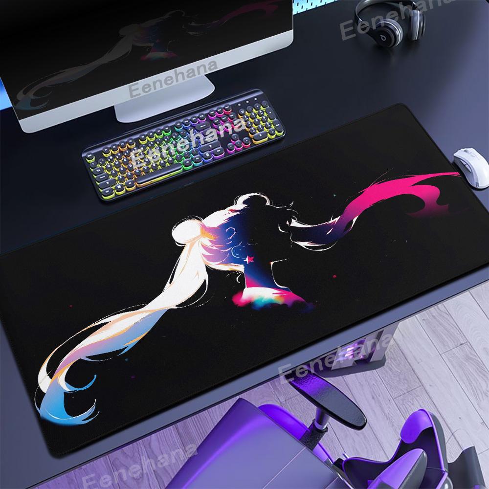 XXL Office Computer Lockedge Desk Mat S-Sailor M-Moon Mouse pad Table Keyboard Big Pink Black Pad Laptop Cushion Girls Bedroom