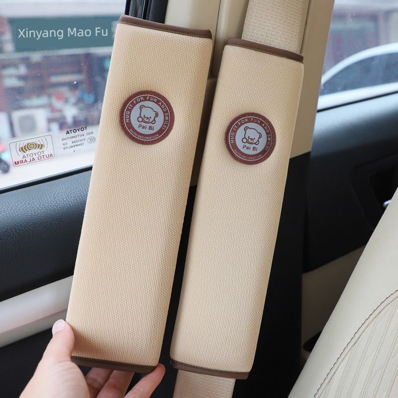 Safety Belt Shoulder Pad Cover Linen Cotton Car Safety Belt Protection Sleeve Anti-Strangulation Anti-Wear All Year Round Universal Protective Cover