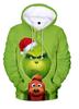 Cheerful Xmas Pullover Hoodie for Men, Cute Green Character and Reindeer Illustrations Full Graphic Loose Pullover, Designed for Holiday Daily Wear