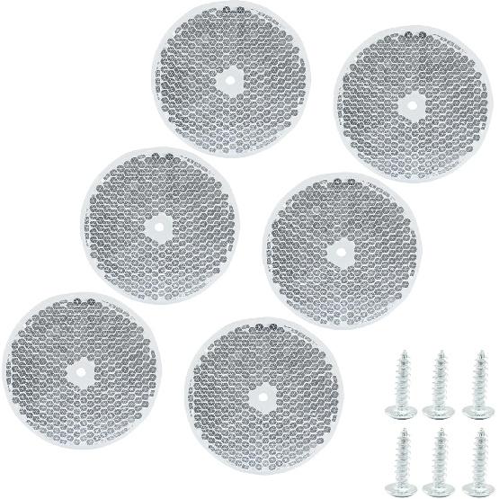 6 Pack White Round Reflector, Front Reflector With Mounting Screw, Safety Reflectors For Driveway, Trailer, Posts