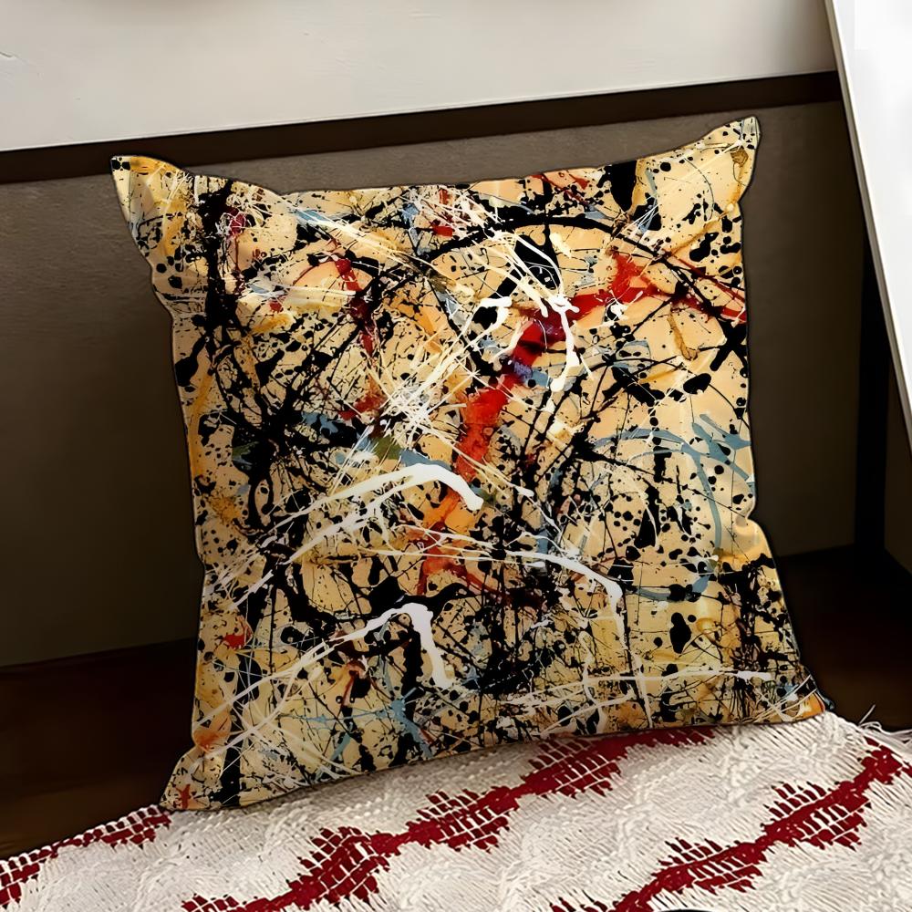 JJackson PPollock Art Cushion Cover Reversible Soft Durable Pillow Cover Home Car MultiScene Use for Daily Comfort