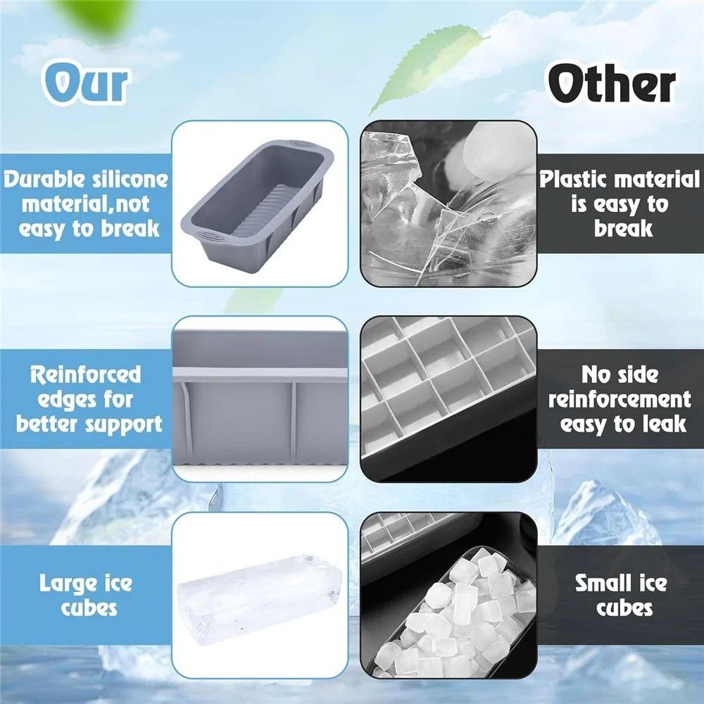 Foldable Silicone Ice Mold Non-Stick Extra Large Ice Box Dishwasher Safe Big Ice Tray  Tub
