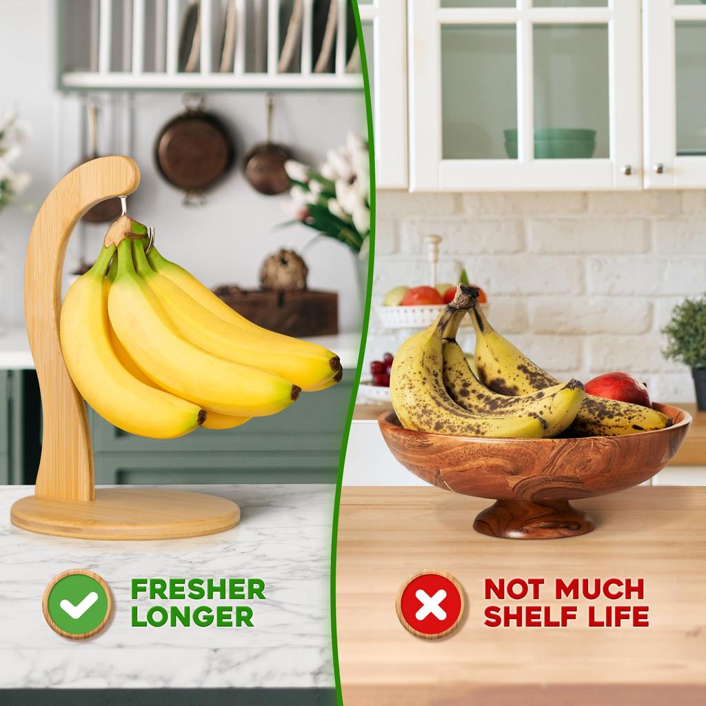 Creative Banana Holder Hook Keep Bananas Fresh Under Cabinet Hook Bananas Hanger for Kitchen Items Fruit Storage