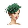 Шляпа-цилиндр в стиле ретро, женский головной убор из имитации льна, с бантами, перьями, сетчатыми акцентами, шляпка-фасинатор, аксессуар для волос