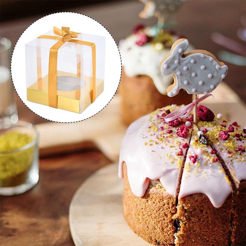 12pcs Transparent Cake Box Cupcak Dessert Pastry Baking Packaging Boxes Container Wedding Birthday Party Supplies Gifts Decor
