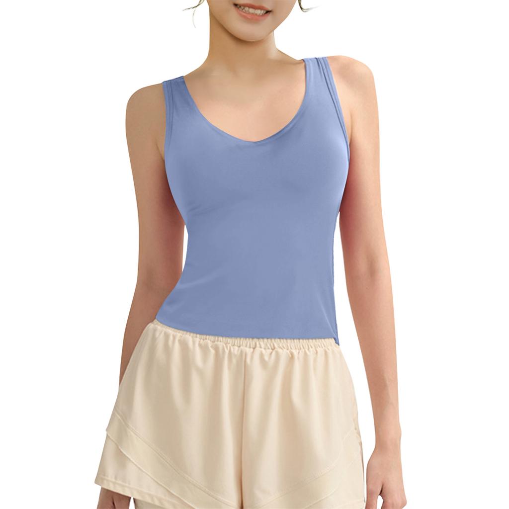 Молодых девушек однотонный цвет чашечки йога нижняя рубашка спортивное нижнее белье жилет